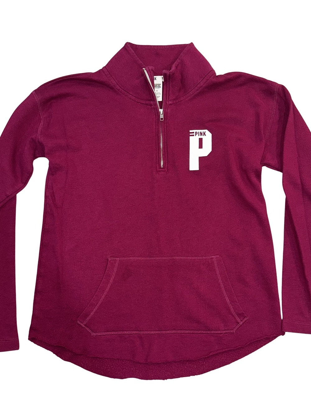 PINK Victoria’s Secret Quarter Zip Up Sweatshirt Dark Magenta Color Size Medium